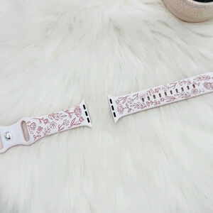 New Floral Design Apple Watch Bands  42mm 44mm 45mm 49mm in Pink White